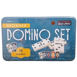 Nu Trendz Signature Collection Native American Domino Set 28 Pieces Blue Tin New